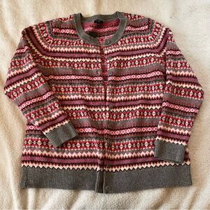 Talbots Nordic Fair Isle Cardigan Sweater Scandinavian Cozy Luxury Wool 1X NWT